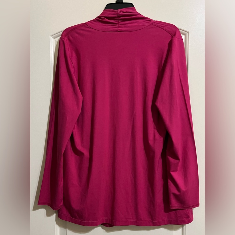 L.L. Bean Women's SOFT Long Open Magenta Cardigan Sweater Size Large - Picture 2 of 6